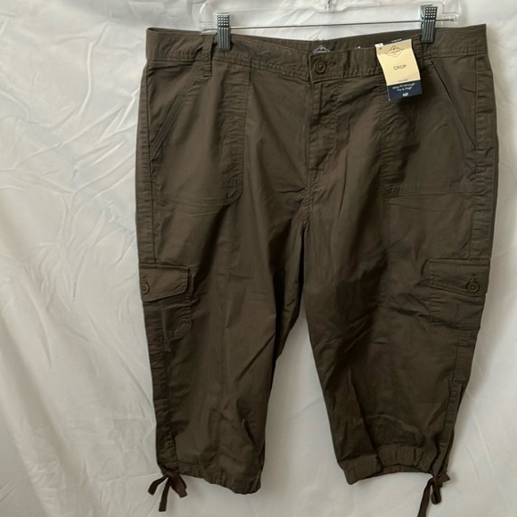 St John’s Bay: Brown Khaki Crop Mid-Rise Pants- 18 - Picture 1 of 16